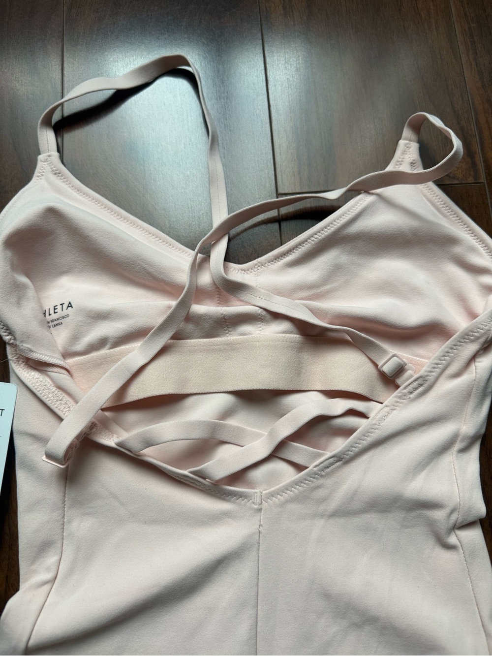 🆕 Athleta Avant Light Pink Sleeveless Bodysuit / NWT! / XS / Criss-Cross Back - Picture 8 of 9
